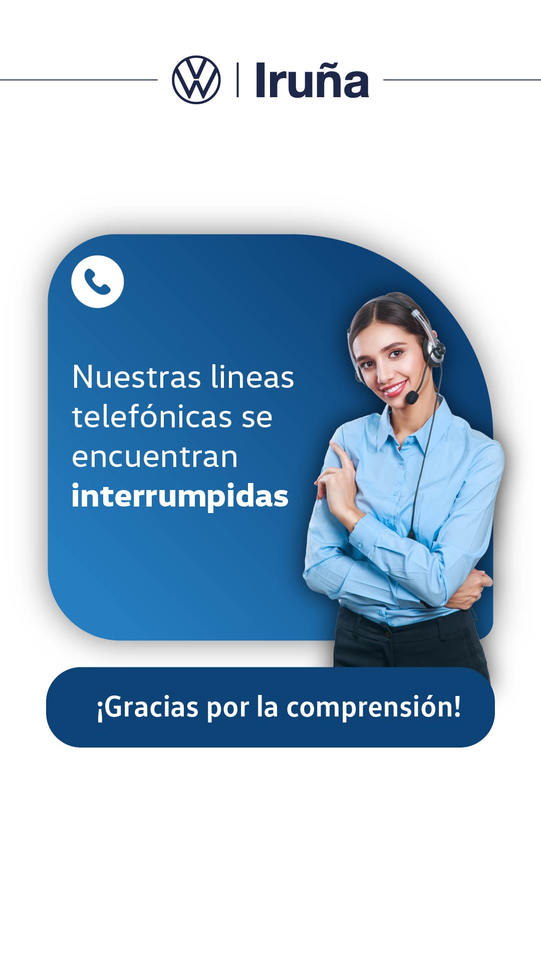 Nuestras líneas telefónicas se encuentran interrumpidas