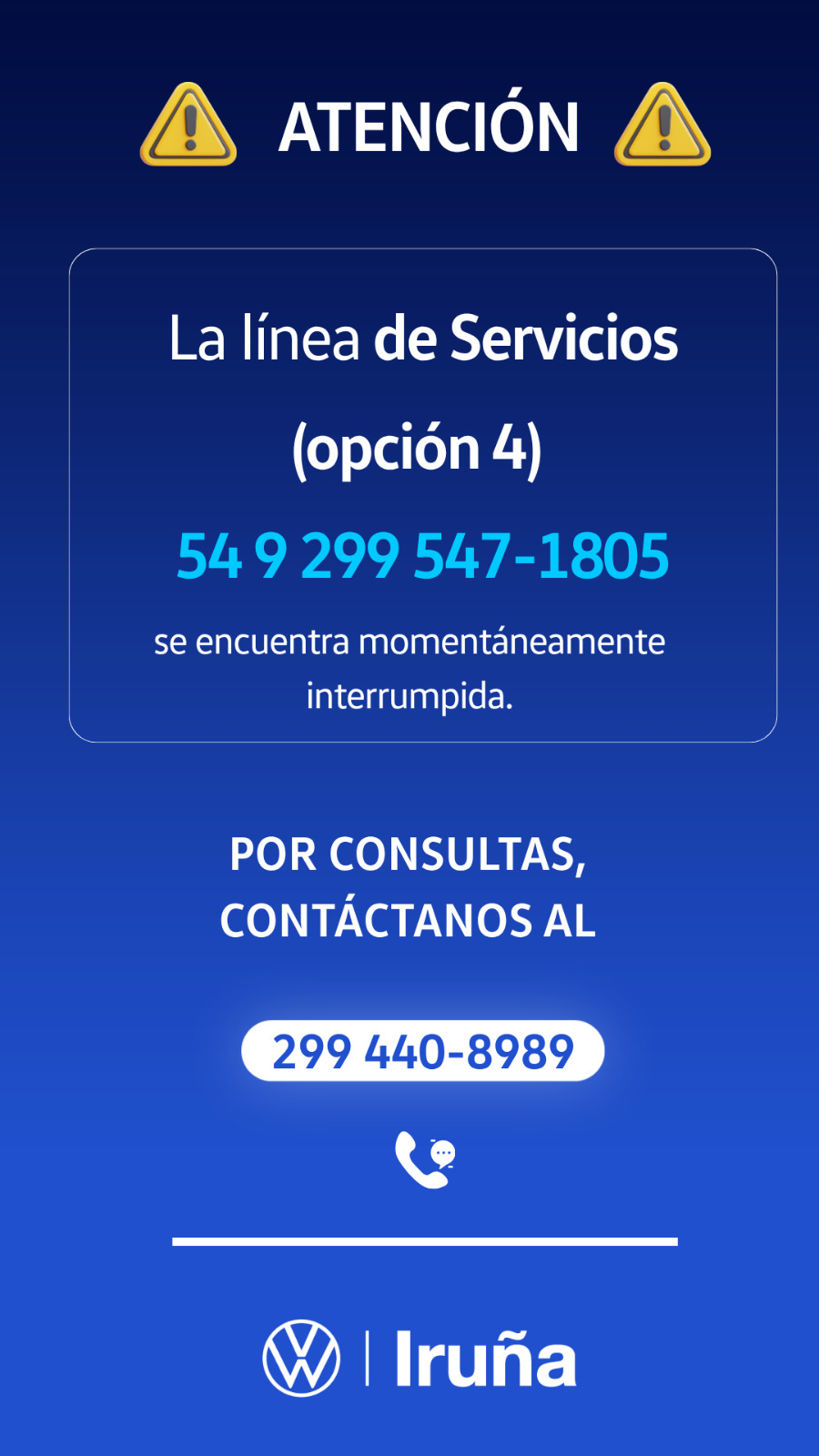 Nuestras líneas telefónicas se encuentran interrumpidas